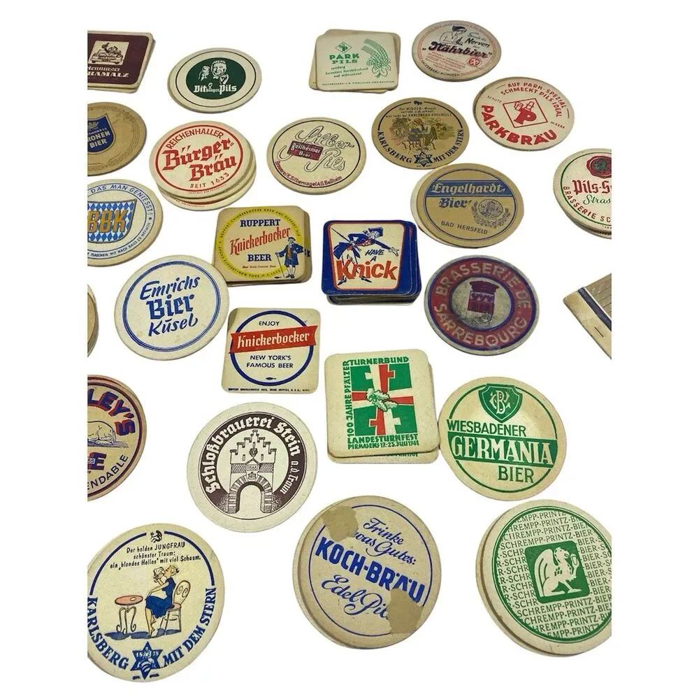Lot  Of 62 German Beer Paper Cardboard Coasters Assorted Pub Bar Rare Match Book